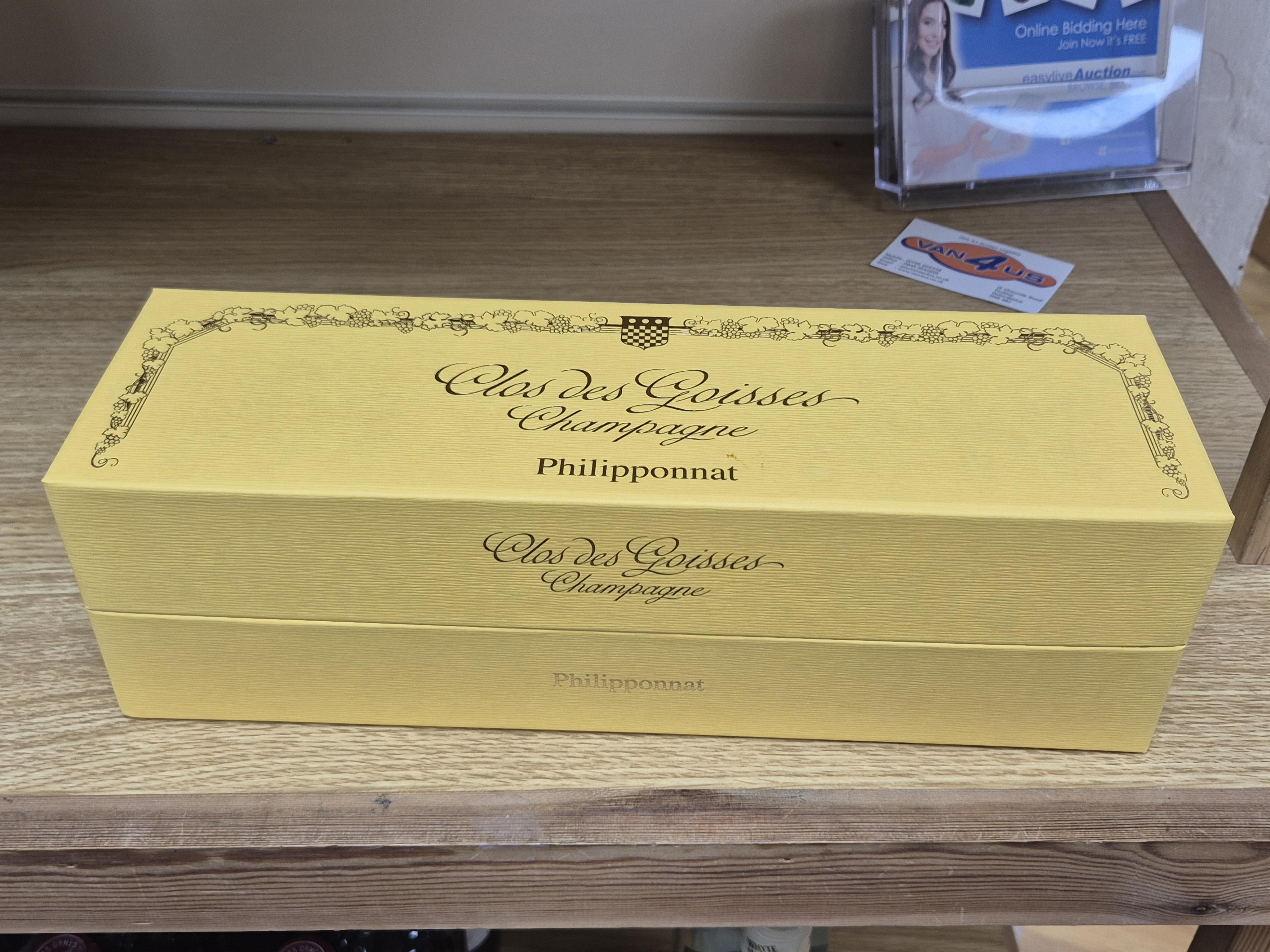 A bottle of Clos des Goisses Champagne, 1996, cased